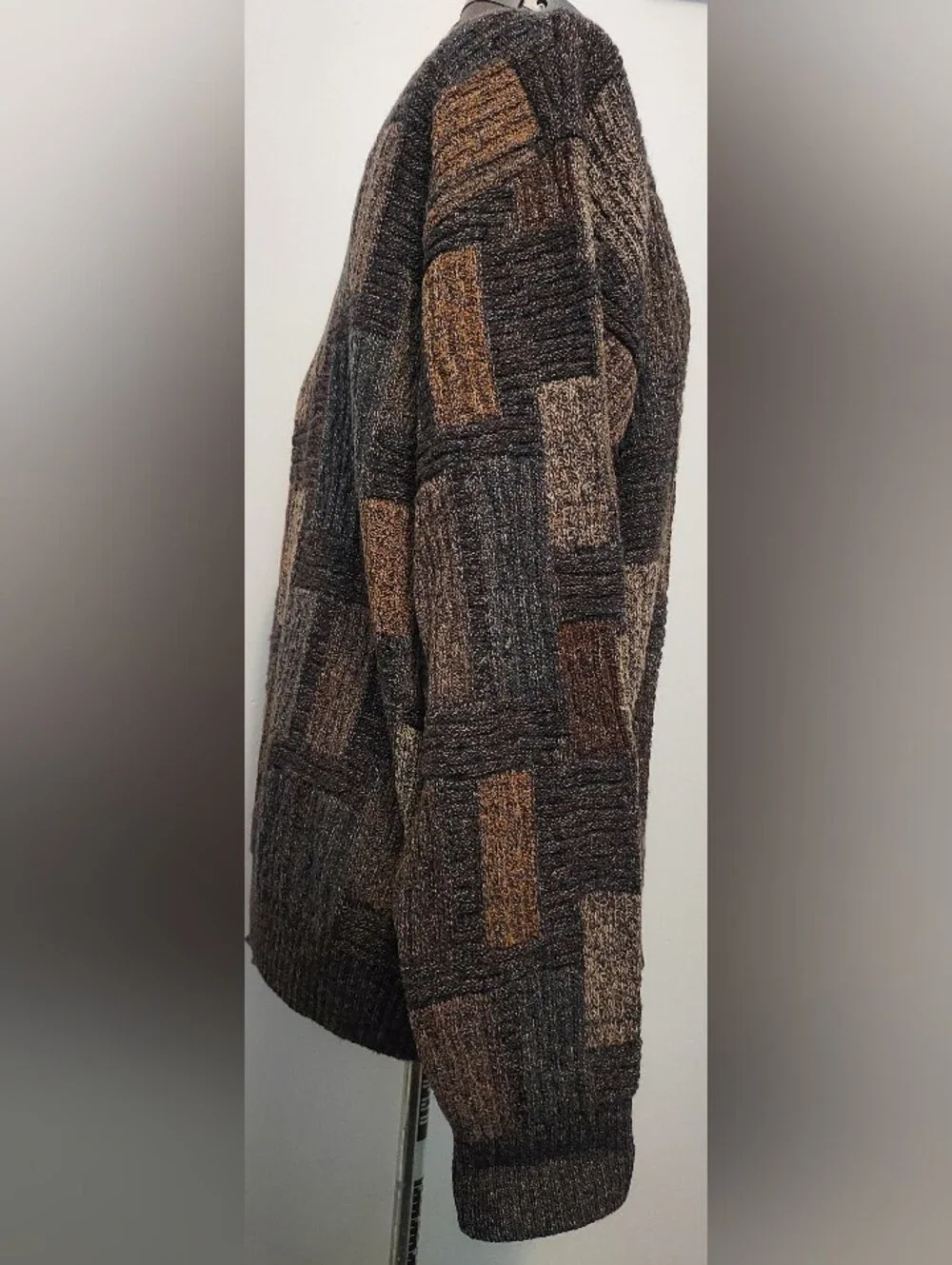 Mondo di Marco Men's Patchwork Knit Crewneck Sweater in Brown Multi